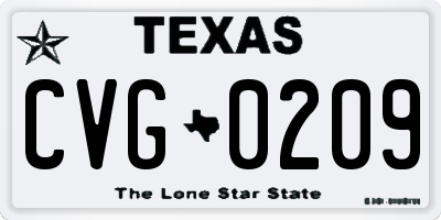 TX license plate CVG0209