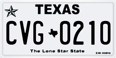 TX license plate CVG0210