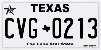TX license plate CVG0213