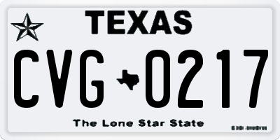 TX license plate CVG0217