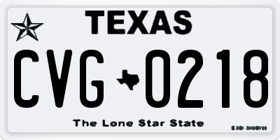 TX license plate CVG0218