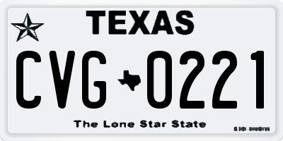 TX license plate CVG0221
