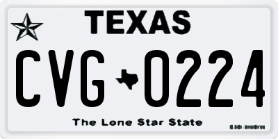 TX license plate CVG0224