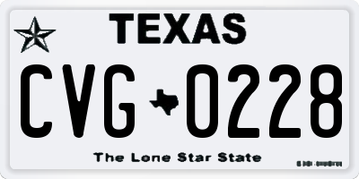 TX license plate CVG0228
