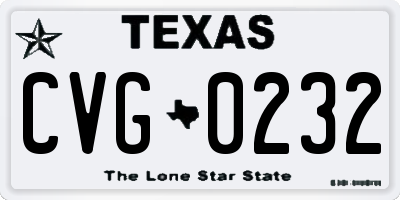 TX license plate CVG0232