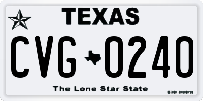 TX license plate CVG0240
