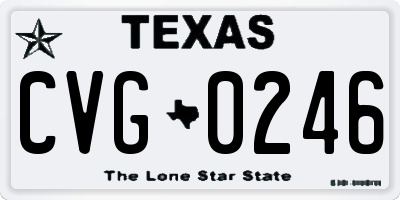 TX license plate CVG0246