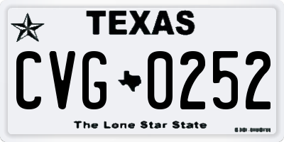TX license plate CVG0252