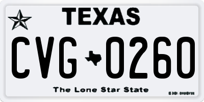 TX license plate CVG0260