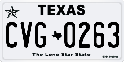 TX license plate CVG0263