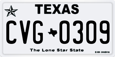 TX license plate CVG0309