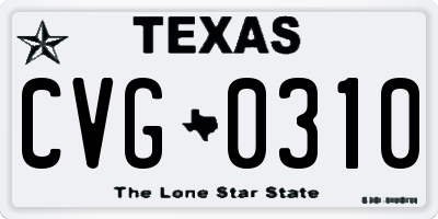TX license plate CVG0310