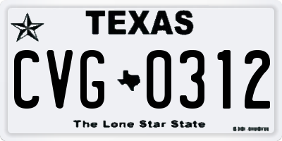 TX license plate CVG0312