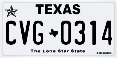 TX license plate CVG0314