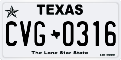 TX license plate CVG0316