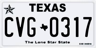 TX license plate CVG0317