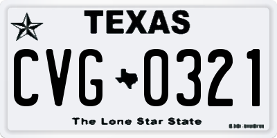 TX license plate CVG0321