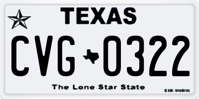 TX license plate CVG0322