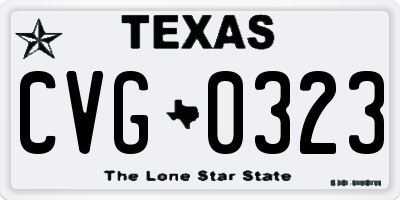 TX license plate CVG0323