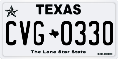 TX license plate CVG0330
