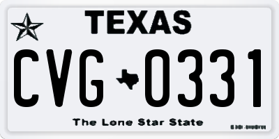 TX license plate CVG0331