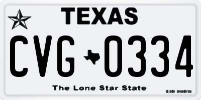 TX license plate CVG0334