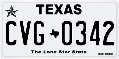 TX license plate CVG0342