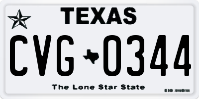 TX license plate CVG0344