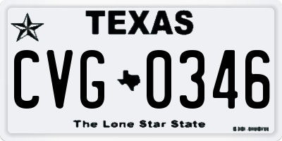 TX license plate CVG0346