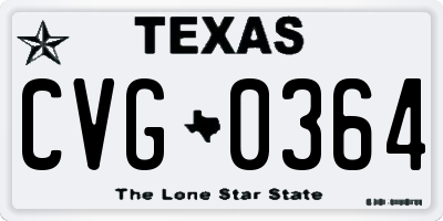 TX license plate CVG0364