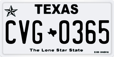 TX license plate CVG0365