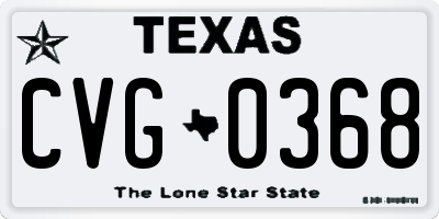 TX license plate CVG0368