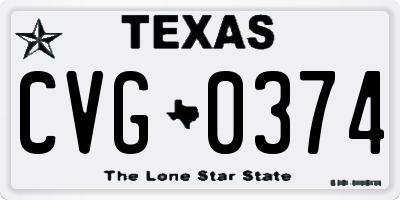 TX license plate CVG0374