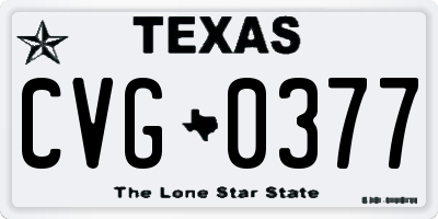 TX license plate CVG0377