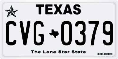 TX license plate CVG0379