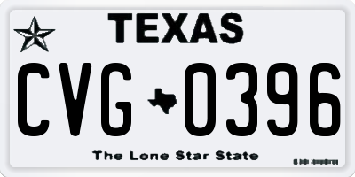 TX license plate CVG0396