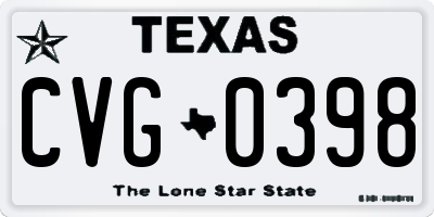 TX license plate CVG0398