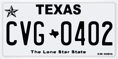 TX license plate CVG0402