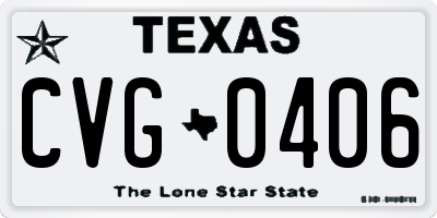TX license plate CVG0406