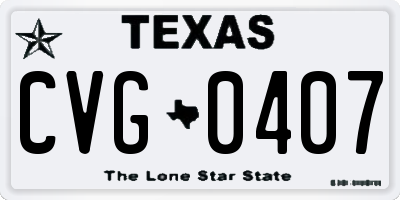 TX license plate CVG0407