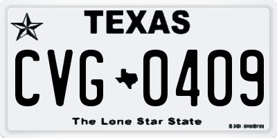 TX license plate CVG0409