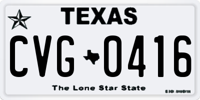 TX license plate CVG0416