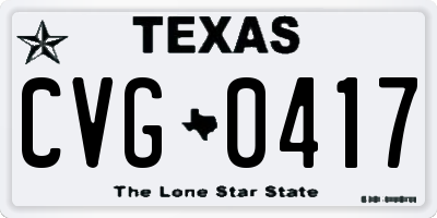TX license plate CVG0417