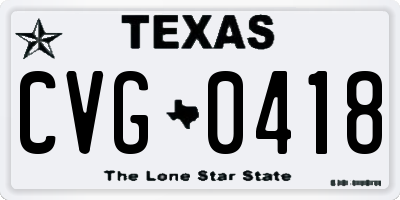 TX license plate CVG0418