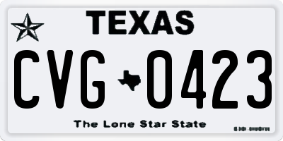 TX license plate CVG0423