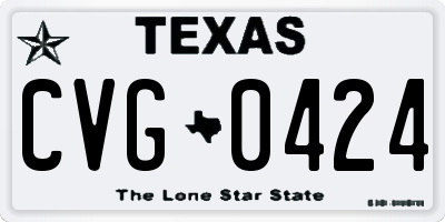 TX license plate CVG0424