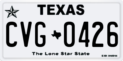 TX license plate CVG0426