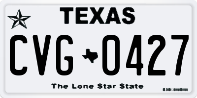 TX license plate CVG0427