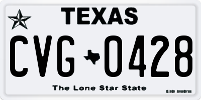 TX license plate CVG0428