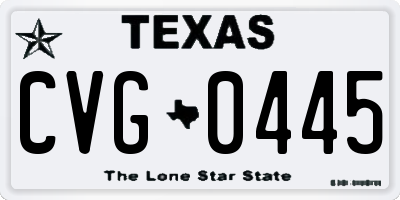 TX license plate CVG0445